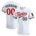 Custom Minnesota Twins Home Elite Jersey ¨C White Stitched Baseball Jersey