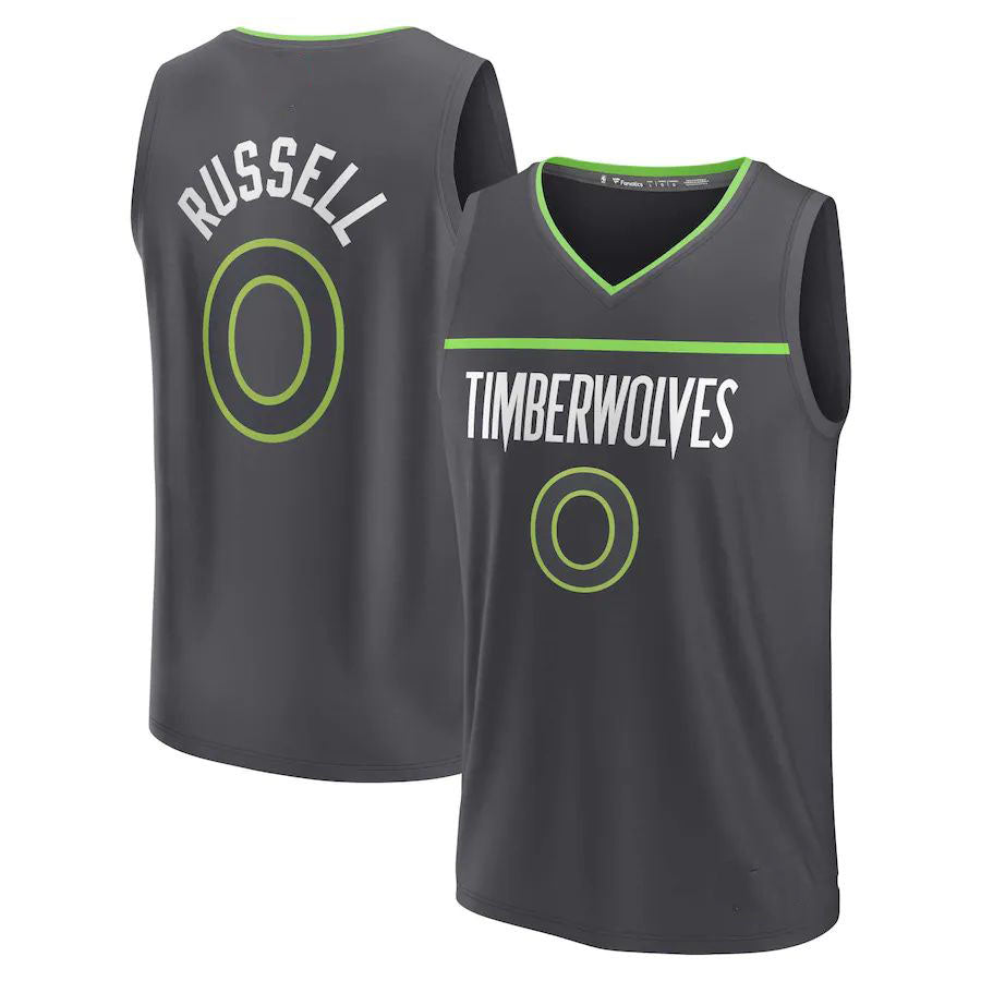 M.Timberwolves #0 D'Angelo Russell Supporters Branded 2022-23 Fast Break Replica Jersey Anthracite Statement Edition Stitched American Basketball Jersey