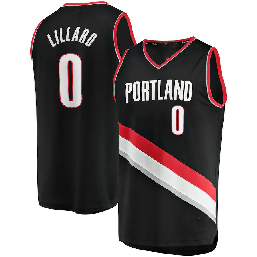 P.Trail Blazers #0 Damian Lillard Supporters Branded 2020-21 Fast Break Replica Jersey Icon Edition Black Stitched American Basketball Jersey