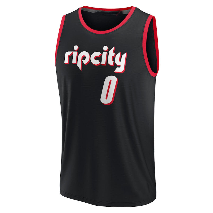 P.Trail Blazers #0 Damian Lillard Supporters Branded 2021-22 Fast Break Replica Jersey City Edition Black Stitched American Basketball Jersey