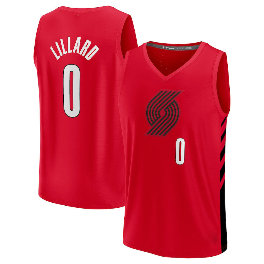 P.Trail Blazers #0 Damian Lillard Supporters Branded 2022-23 Fast Break Jersey Statement Edition Red Stitched American Basketball Jersey