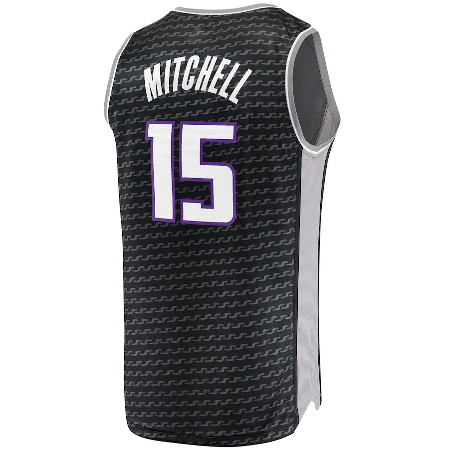 S.Kings #15 Davion Mitchell  Supporters Branded  Fast Break Replica Jersey Statement Edition Black Stitched American Basketball Jersey