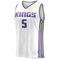 S.Kings #5 De'Aaron Fox Supporters Branded 2019-20 Fast Break Replica Player Jersey  Association Edition White Stitched American Basketball Jersey