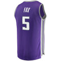 S.Kings #5 De'Aaron Fox Supporters Branded Fast Break Player Replica Jersey  Icon Edition Purple Stitched American Basketball Jersey