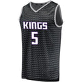 S.Kings #5 De'Aaron Fox Supporters Branded Fast Break Replica Jersey Black Statement Edition Stitched American Basketball Jersey