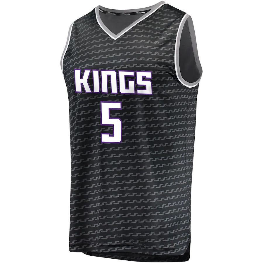 S.Kings #5 De'Aaron Fox Supporters Branded Fast Break Replica Jersey Black Statement Edition Stitched American Basketball Jersey