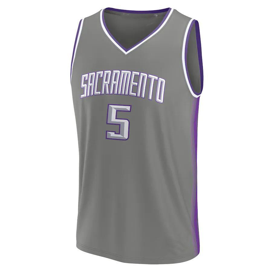 S.Kings #5 De'Aaron Fox Supporters Branded Fastbreak Jersey City Edition Gray Stitched American Basketball Jersey