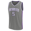S.Kings #5 De'Aaron Fox Supporters Branded Fastbreak Jersey City Edition Gray Stitched American Basketball Jersey
