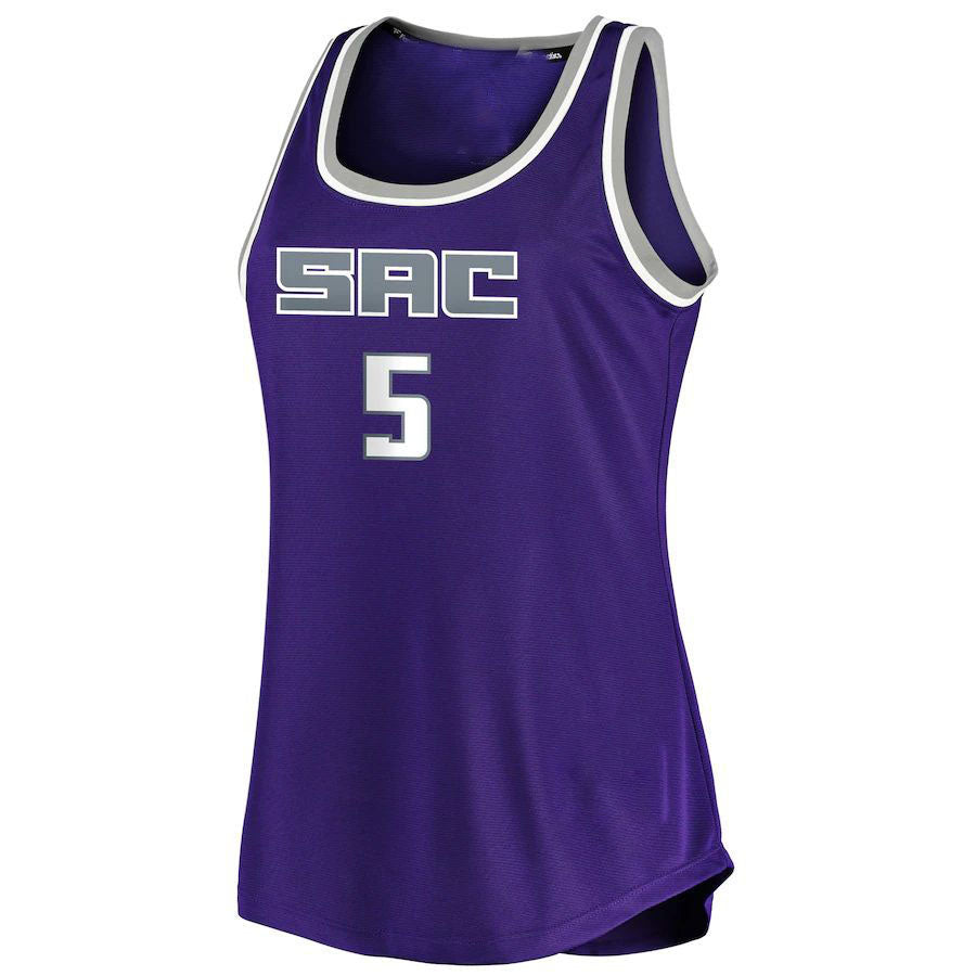 S.Kings #5 De'Aaron Fox  Supporters Branded Women's Fast Break Tank Jersey Icon Edition Purple Stitched American Basketball Jersey