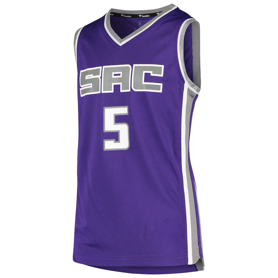 S.Kings #5 De'Aaron Fox  Supporters Branded  Fast Break Team Jersey Purple Stitched American Basketball Jersey