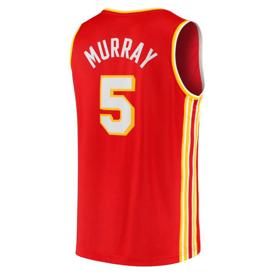 A.Hawks #5 Dejounte Murray Supporters Branded Fast Break Replica Jersey Icon Edition Red Stitched American Basketball Jersey