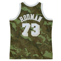 LA.Lakers #73 Dennis Rodman Mitchell & Ness Unisex Hardwood Classics 1998-99 Ghost Green Swingman Jersey Camo Stitched American Basketball Jersey