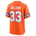 D.Broncos #33 Javonte Williams Orange Mile High Collection 1977 Throwback Player Game Football Jerseys