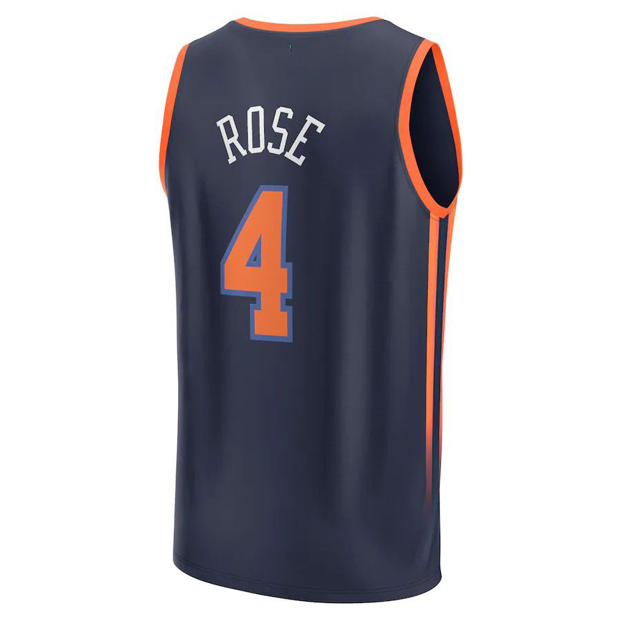 NY.Knicks #4 Derrick Rose Supporters Branded  2022-23 Fast Break Player Jersey Navy Statement Edition Stitched American Basketball Jersey