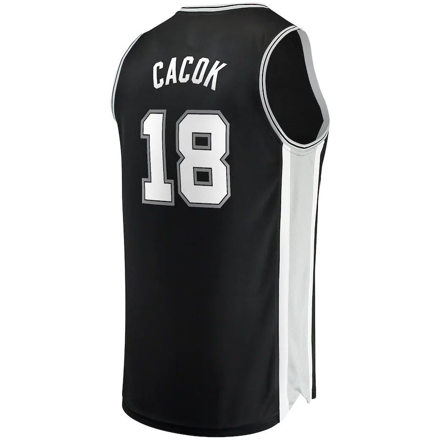 S.Antonio Spurs #18 Devontae Cacok Supporters Branded  2021-22 Fast Break Replica Jersey  Icon Edition Black Stitched American Basketball Jersey