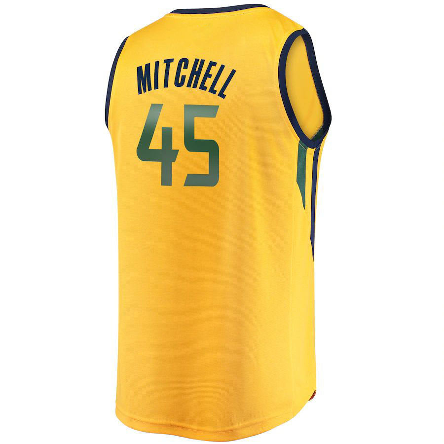 U.Jazz #45 Donovan Mitchell Supporters Branded Fast Break Replica Jersey Gold Statement Edition Stitched American Basketball Jersey