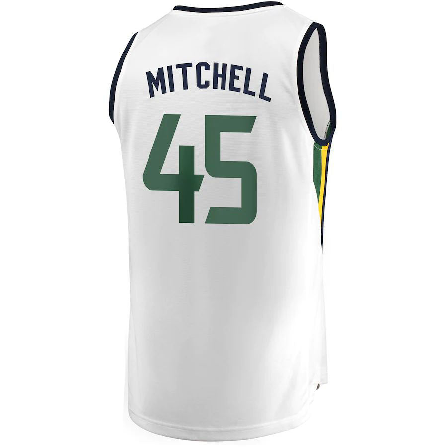 U.Jazz #45 Donovan Mitchell Supporters Branded Fast Break Replica Jersey White Association Edition Stitched American Basketball Jersey