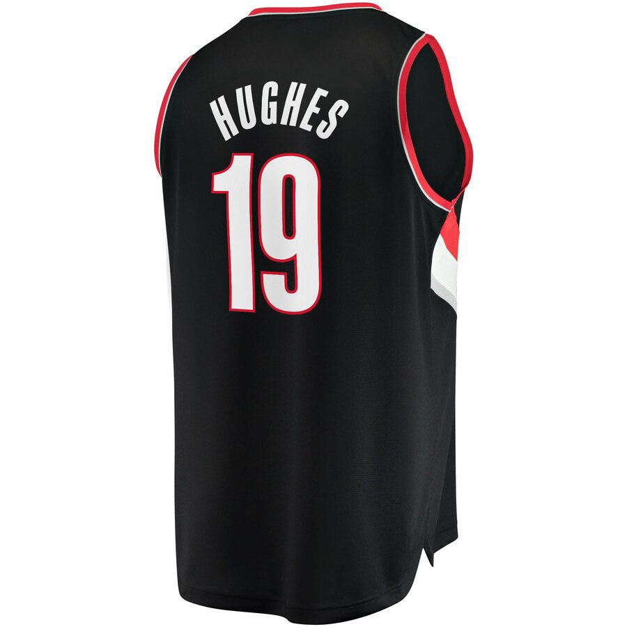 P.Trail Blazers #19 Elijah Hughes Supporters Branded 2021-22 Fast Break Replica Jersey  Icon Edition Black Stitched American Basketball Jersey