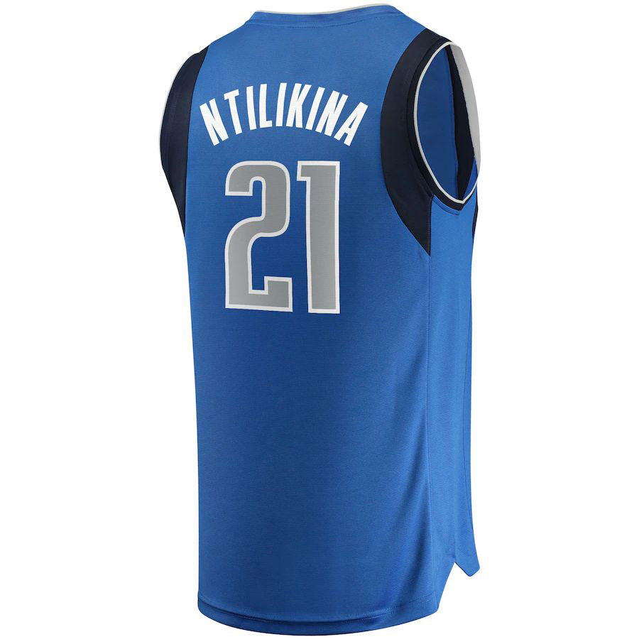 D.Mavericks #21 Frank Ntilikina Supporters Branded 2021-22 Fast Break Replica Jersey Icon Edition Blue Stitched American Basketball Jersey