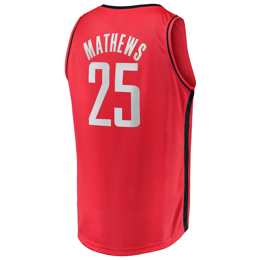 H.Rockets #25 Garrison Mathews Supporters Branded 2021-22 Fast Break Replica Jersey Icon Edition Red Stitched American Basketball Jersey