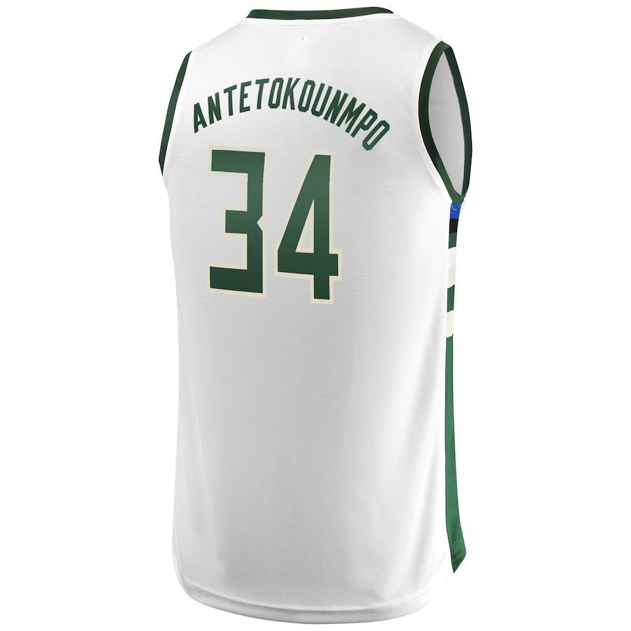 M.Bucks #34 Giannis Antetokounmpo Supporters Branded Fast Break Replica Jersey White Association Edition Stitched American Basketball Jersey