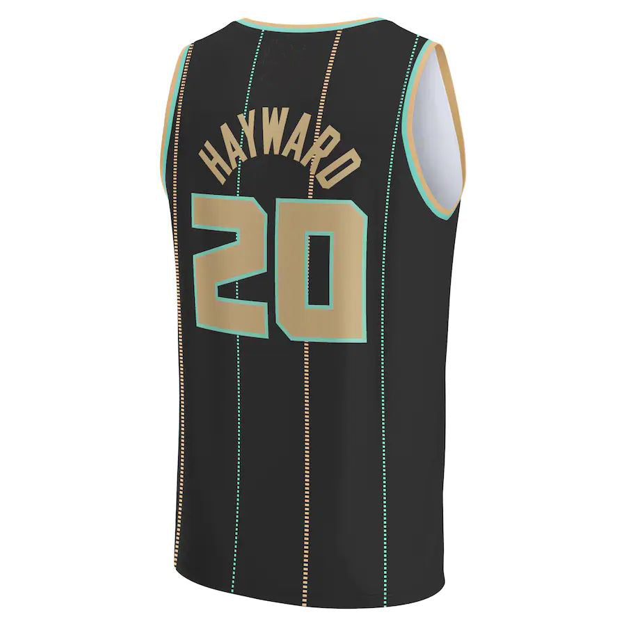 C.Hornets #20 Gordon Hayward Supporters Branded 2022-23 Fastbreak Jersey City Edition Black Stitched American Basketball Jersey