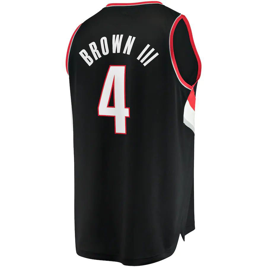 P.Trail Blazers #4 Greg Brown III Supporters Branded 2021-22 Fast Break Replica Jersey Icon Edition Black Stitched American Basketball Jersey