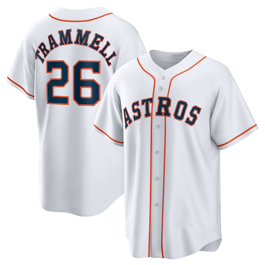 Houston Astros #26 Taylor Trammell Home Replica Jersey - White Stitched Baseball Jersey