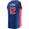 D.Pistons #12 Isaiah Livers Supporters Branded 2021-22 Fast Break Replica Jersey Icon Edition Blue Stitched American Basketball Jersey