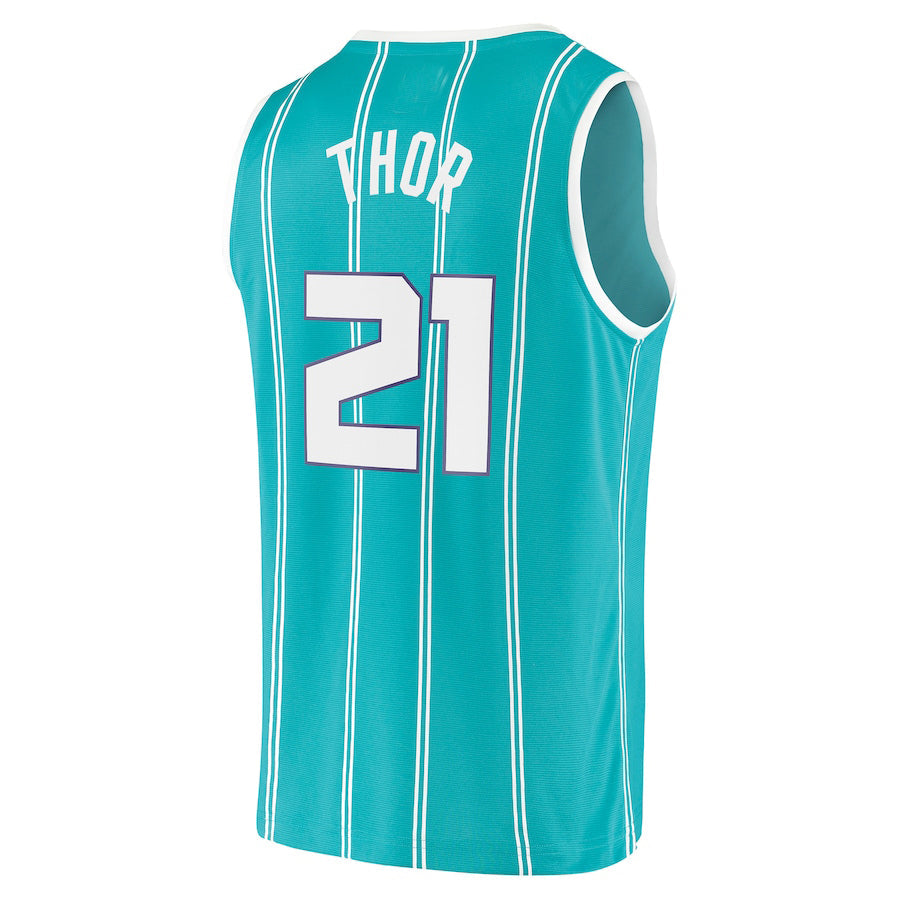 C.Hornets #21 JT Thor Supporters Branded 2021-22 Fast Break Replica Jersey Icon Edition Teal Stitched American Basketball Jersey