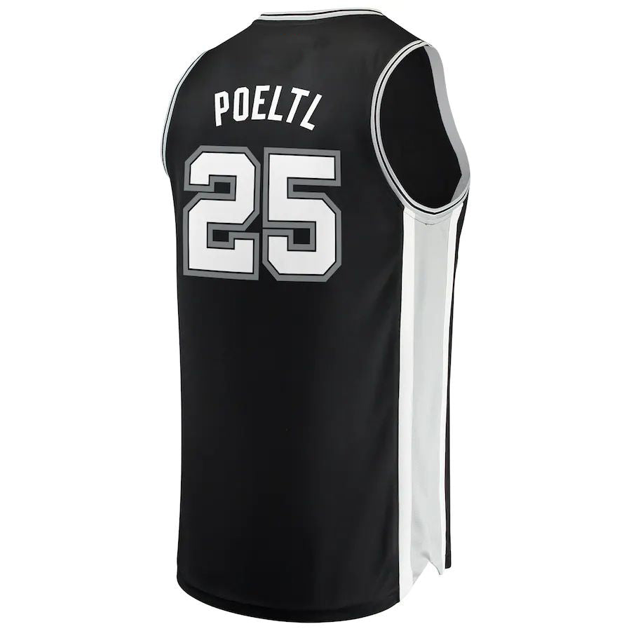 S.Antonio Spurs #25 Jakob Poeltl Supporters Branded Fast Break Replica Jersey Icon Edition Black Stitched American Basketball Jersey