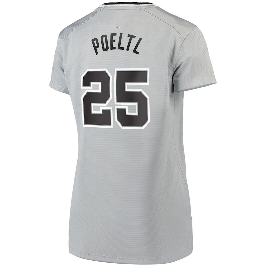 S.Antonio Spurs #25 Jakob Poeltl Supporters Branded Women's Fast Break Replica Player Jersey Statement Edition Silver Stitched American Basketball Jersey
