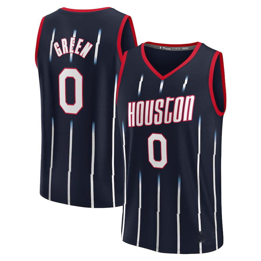 H.Rockets #0 Jalen Green Supporters Branded 2021-22 Fast Break Replica Jersey City Edition Navy Stitched American Basketball Jersey