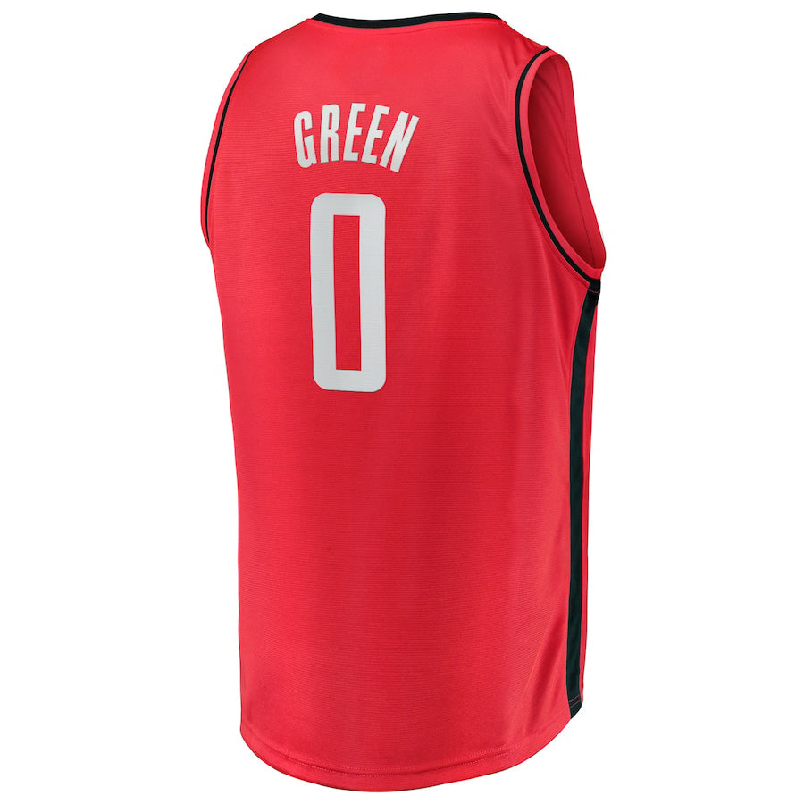 H.Rockets #0 Jalen Green Supporters Branded 2021-22 Fast Break Replica Jersey Icon Edition Red Stitched American Basketball Jersey