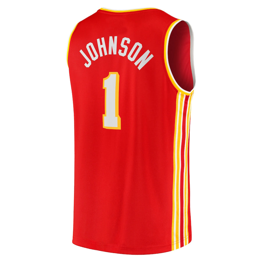 A.Hawks #1 Jalen Johnson Supporters Branded 2021-22 Fast Break Replica Jersey Icon Edition Red Stitched American Basketball Jersey