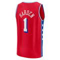 PH.76ers #1 James Harden Supporters Branded 2022-23 Fast Break Replica Player Jersey Statement Edition Red Stitched American Basketball Jersey