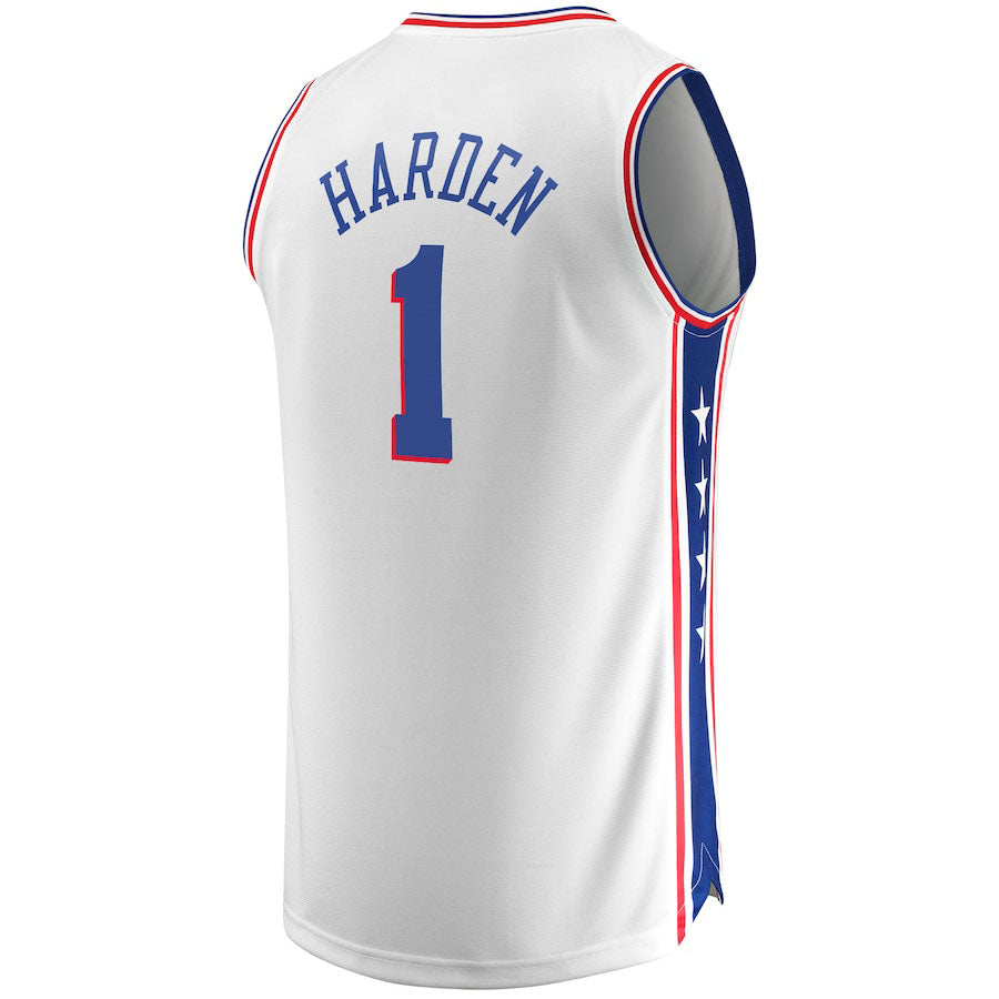 PH.76ers #1 James Harden Supporters Branded Fast Break Replica Jersey Association Edition White Stitched American Basketball Jersey