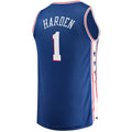 PH.76ers #1 James Harden Supporters Branded Fast Break Replica Player Jersey Royal Icon Edition Stitched American Basketball Jersey
