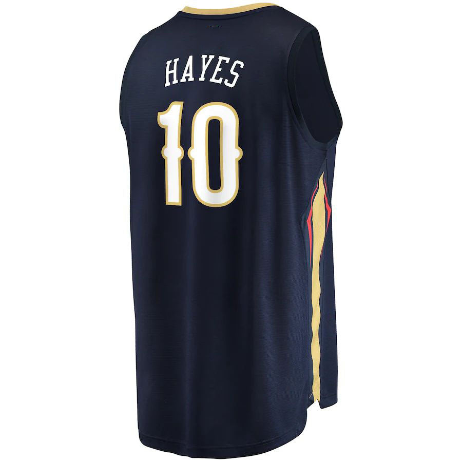 NO.Pelicans #10 Jaxson Hayes Supporters Branded  Fast Break Replica Jersey Navy Icon Edition Stitched American Basketball Jersey