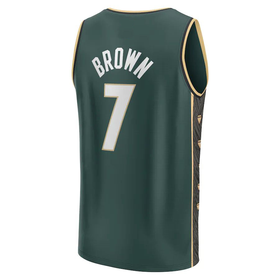 B.Celtics #7Jaylen Brown Supporters Branded 2022-23 Fastbreak Jersey  City Edition Kelly Green Stitched American Basketball Jersey