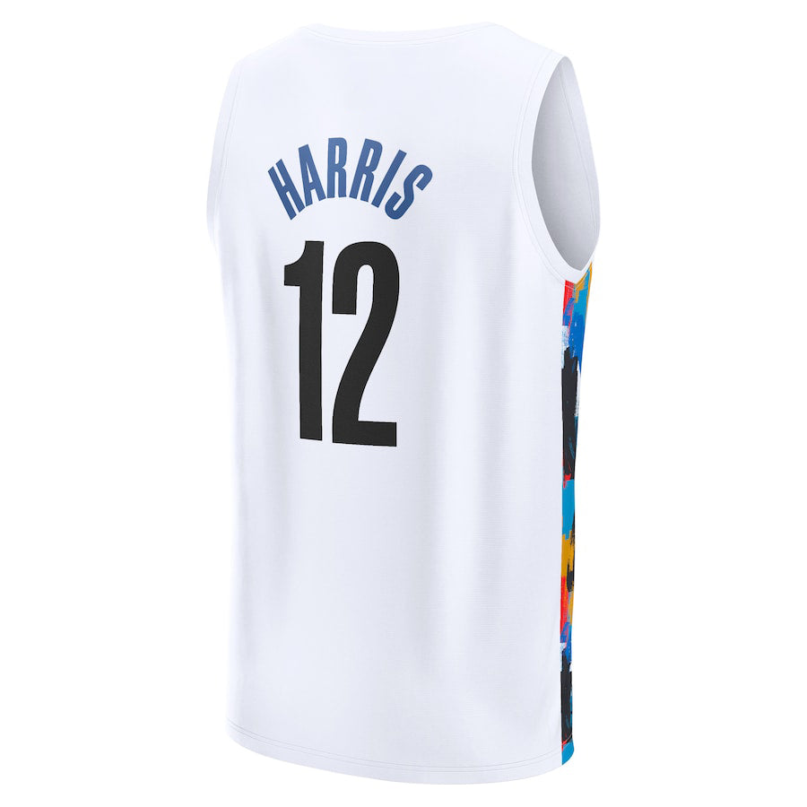 B.Nets #12 Joe Harris Supporters Branded 2022-23 Fastbreak Jersey City Edition White Stitched American Basketball Jersey
