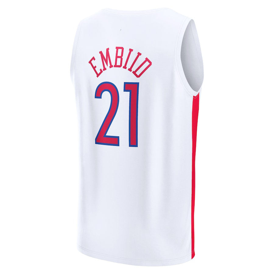 PH.76ers #21 Joel Embiid Supporters Branded 2022-23 Fastbreak Jersey City Edition  White Stitched American Basketball Jersey