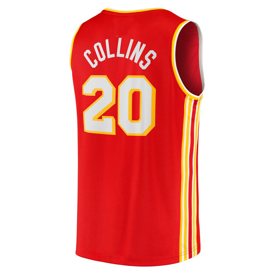 A.Hawks #20 John Collins Supporters Branded 2021-22 Fast Break Replica Jersey Red Icon Edition Red Stitched American Basketball Jersey