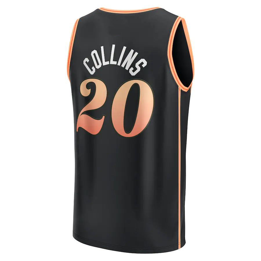 A.Hawks #20 John Collins Supporters Branded 2022-23 Fastbreak Jersey City Edition Black Stitched American Basketball Jersey