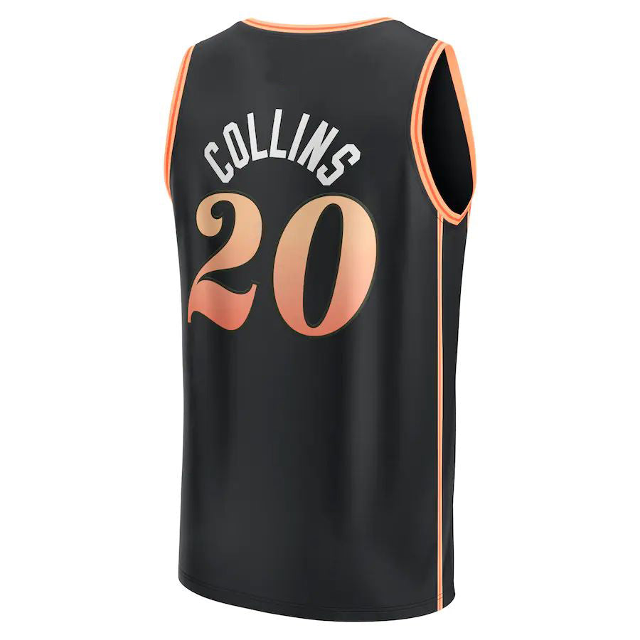 A.Hawks #20 John Collins Supporters Branded 2022-23 Fastbreak Jersey  City Edition Black Stitched American Basketball Jersey