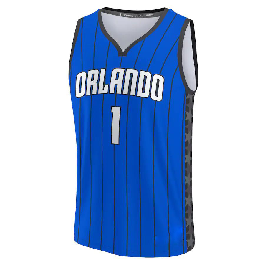 O.Magic #1 Jonathan Isaac Supporters Branded 2022-23 Fast Break Replica Jersey Statement Edition  Blue Stitched American Basketball Jersey
