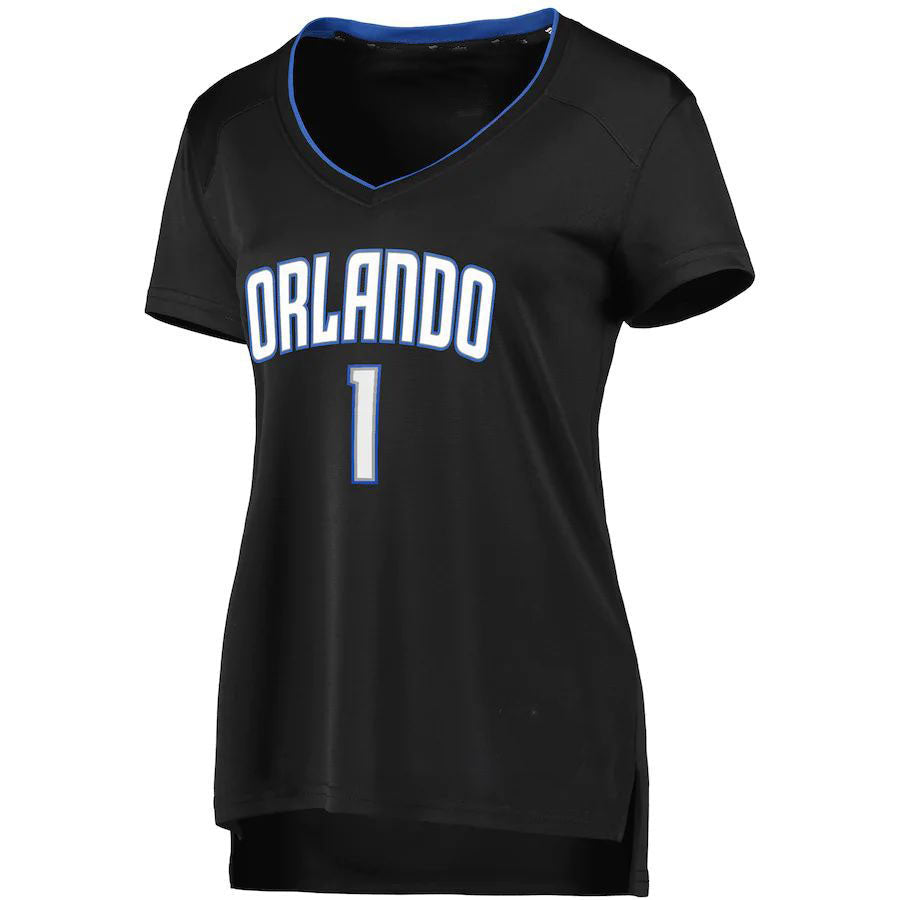 O.Magic #1 Jonathan Isaac Supporters Branded Women's 2019 Fast Break Replica Player Jersey Black Icon Edition Stitched American Basketball Jersey