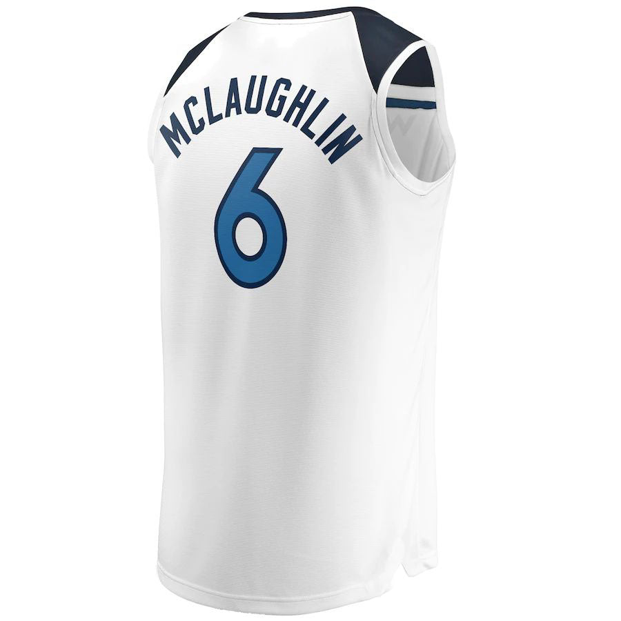 M.Timberwolves #6 Jordan McLaughlin Supporters Branded  Fast Break Player Jersey Association Edition White Stitched American Basketball Jersey
