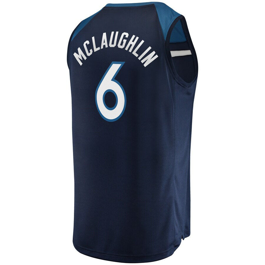 M.Timberwolves #6 Jordan McLaughlin Supporters Branded  Fast Break Player Jersey  Icon Edition Navy Stitched American Basketball Jersey