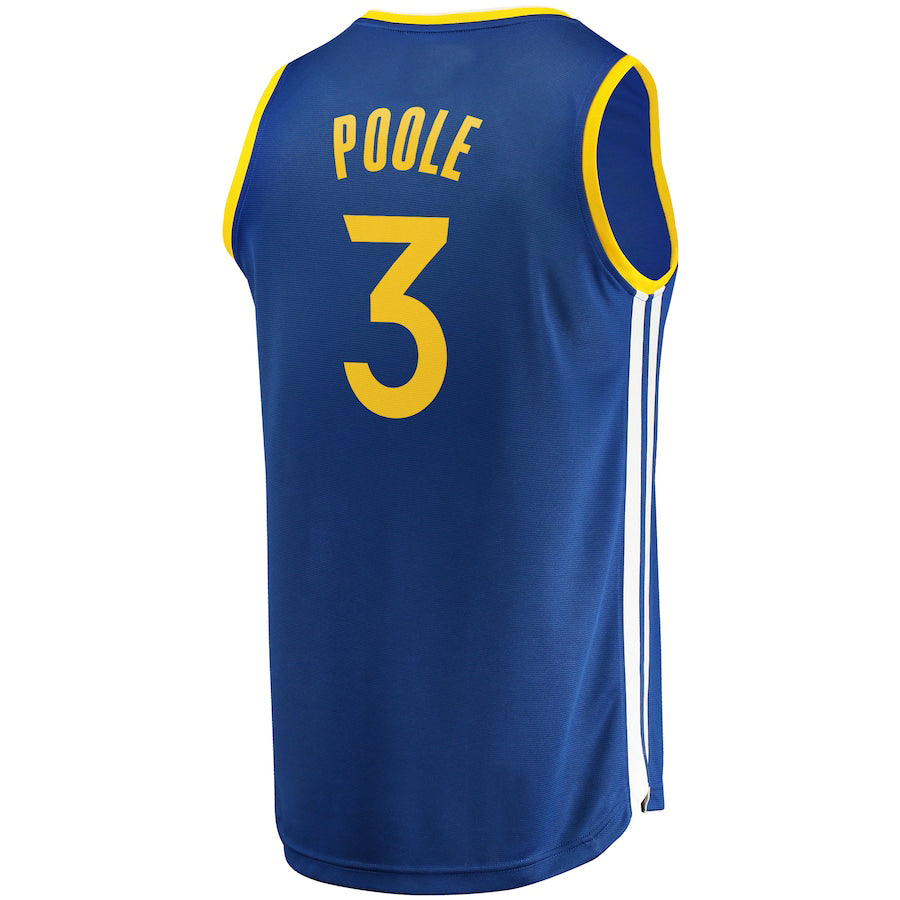 G.State Warriors #3 Jordan Poole Supporters Branded Fast Break Replica Player Team Jersey Icon Edition Royal Stitched American Basketball Jersey